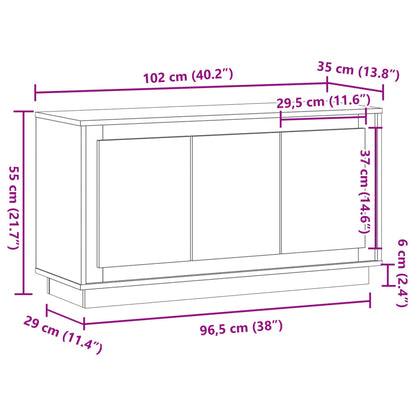 Dressoir 102x35x55 cm bewerkt hout oud houtkleurig