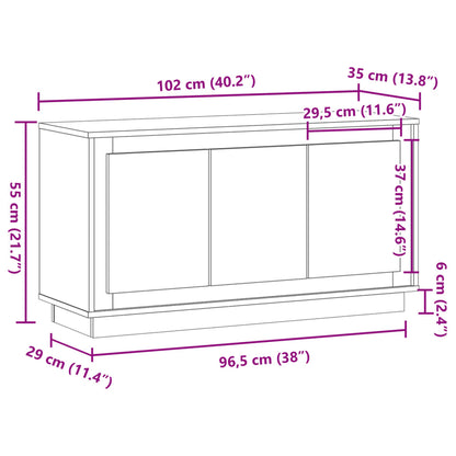 Dressoir 102x35x55 cm bewerkt hout artisanaal eikenkleurig