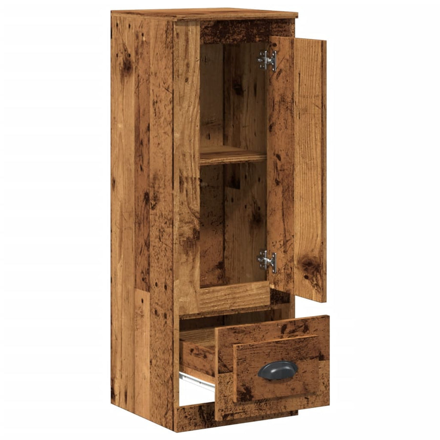 Hoge kast 36x35,5x103,5 cm bewerkt hout oud houtkleurig