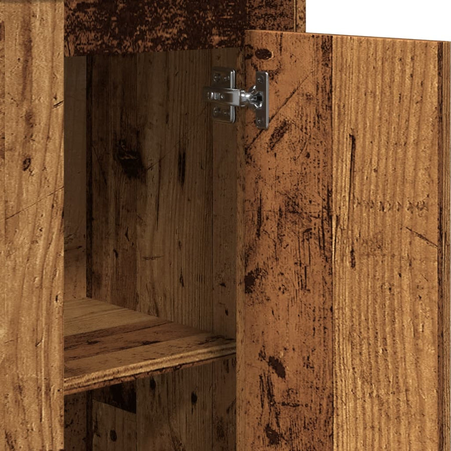 Hoge kast 36x35,5x103,5 cm bewerkt hout oud houtkleurig