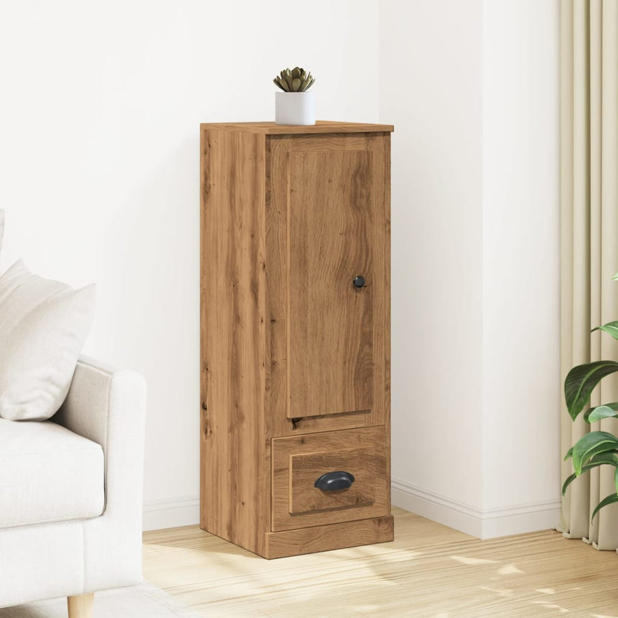 Hoge kast 36x35,5x103,5 cm bewerkt hout artisanaal eikenkleurig