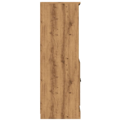 Hoge kast 60x35,5x103,5 cm bewerkt hout artisanaal eikenkleurig