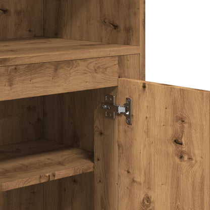 Hoge kast 60x35,5x103,5 cm bewerkt hout artisanaal eikenkleurig