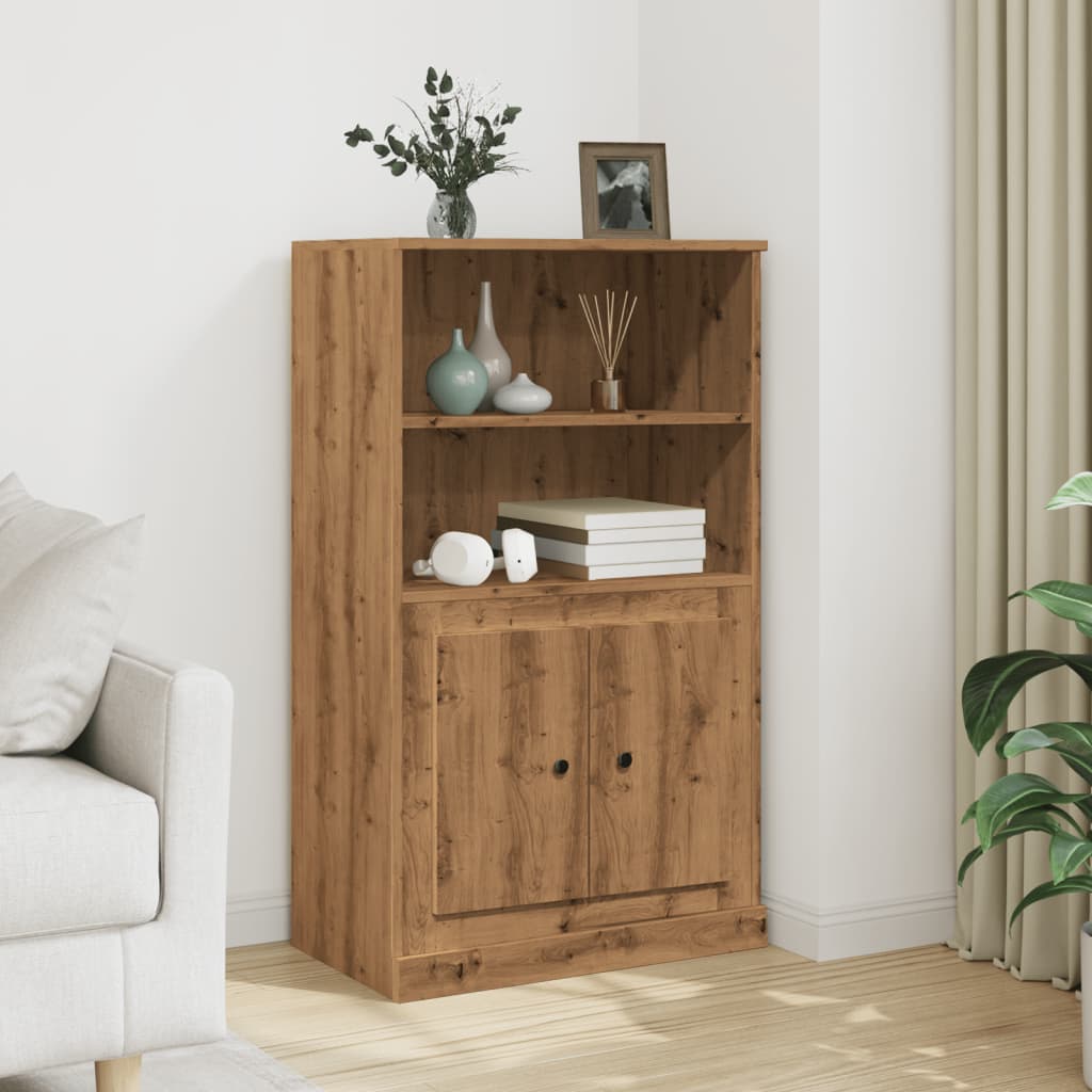 Hoge kast 60x35,5x103,5 cm bewerkt hout artisanaal eikenkleurig