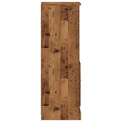 Hoge kast 36x35,5x103,5 cm bewerkt hout oud houtkleurig