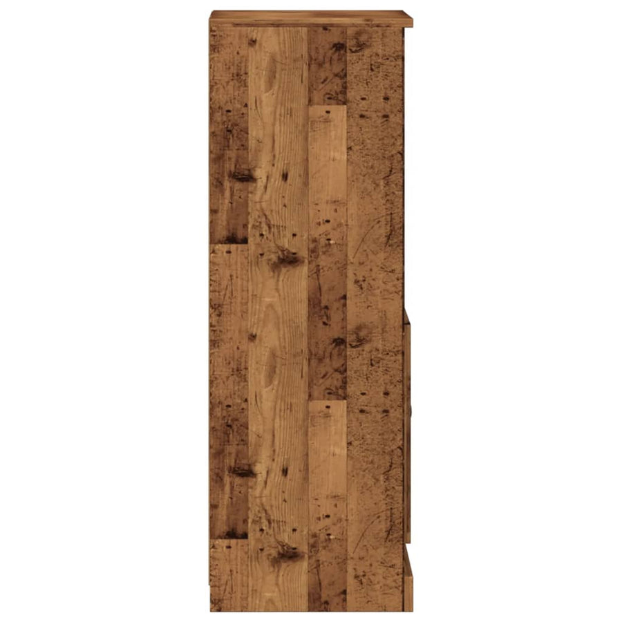 Hoge kast 36x35,5x103,5 cm bewerkt hout oud houtkleurig
