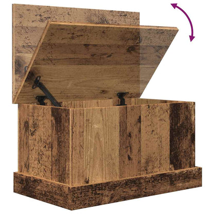 Opbergbox 30x50x28 cm bewerkt hout oud houtkleurig