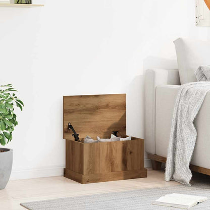 Opbergbox 30x50x28 cm bewerkt hout artisanaal eikenkleurig
