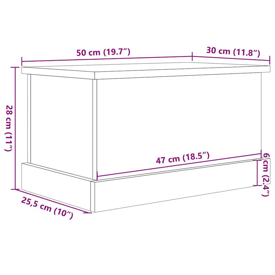 Opbergbox 30x50x28 cm bewerkt hout artisanaal eikenkleurig