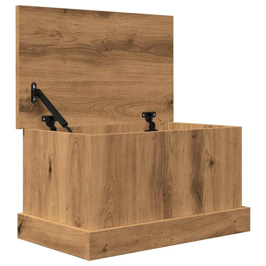 Opbergbox 30x50x28 cm bewerkt hout artisanaal eikenkleurig