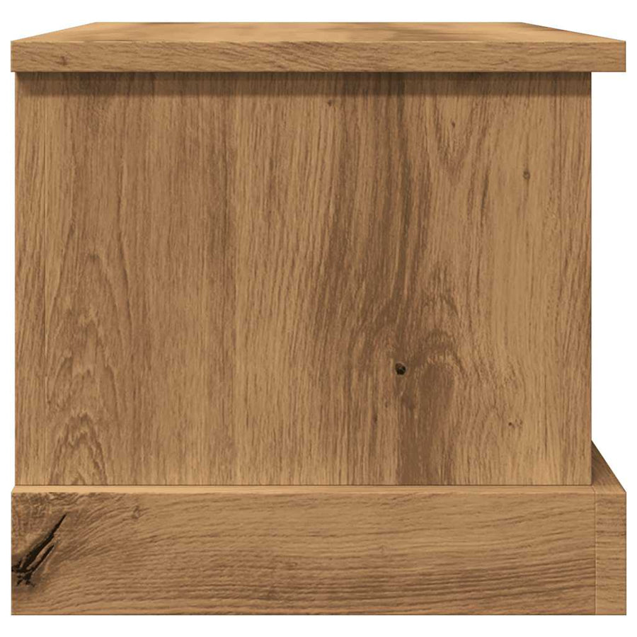 Opbergbox 30x50x28 cm bewerkt hout artisanaal eikenkleurig