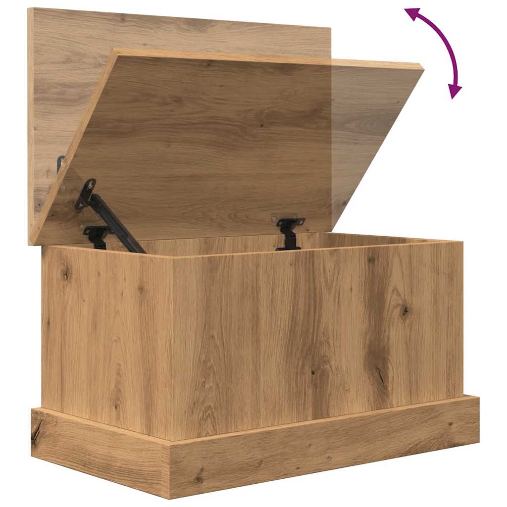Opbergbox 30x50x28 cm bewerkt hout artisanaal eikenkleurig