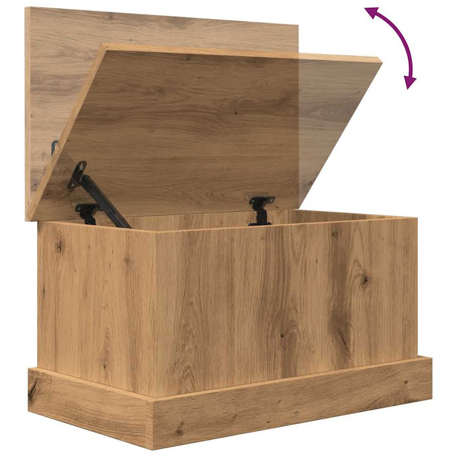 Opbergbox 30x50x28 cm bewerkt hout artisanaal eikenkleurig
