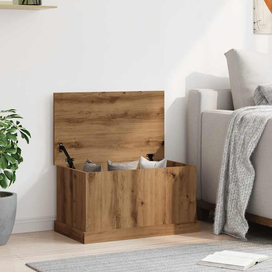 Opbergbox 70x40x38 cm bewerkt hout artisanaal eikenkleurig
