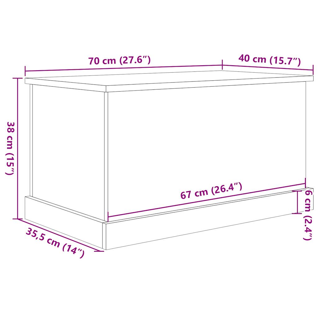 Opbergbox 70x40x38 cm bewerkt hout artisanaal eikenkleurig