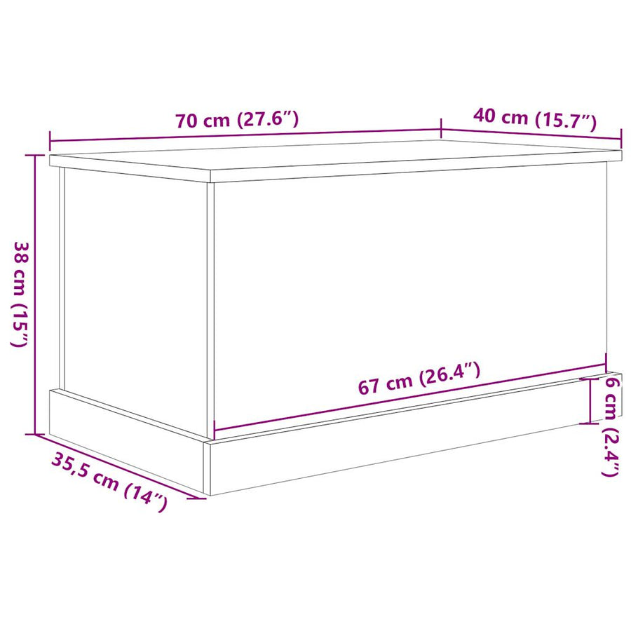 Opbergbox 70x40x38 cm bewerkt hout artisanaal eikenkleurig