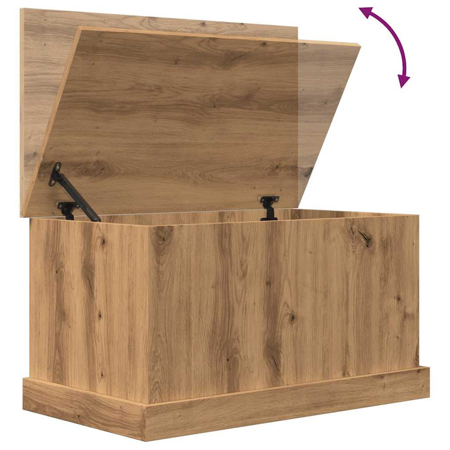 Opbergbox 70x40x38 cm bewerkt hout artisanaal eikenkleurig