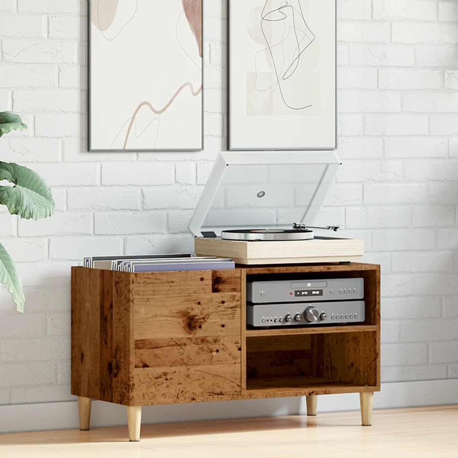Platenkast 84,5X38X48 Cm Bewerkt Hout Kleurig 84.5 x 38 x 48 cm
