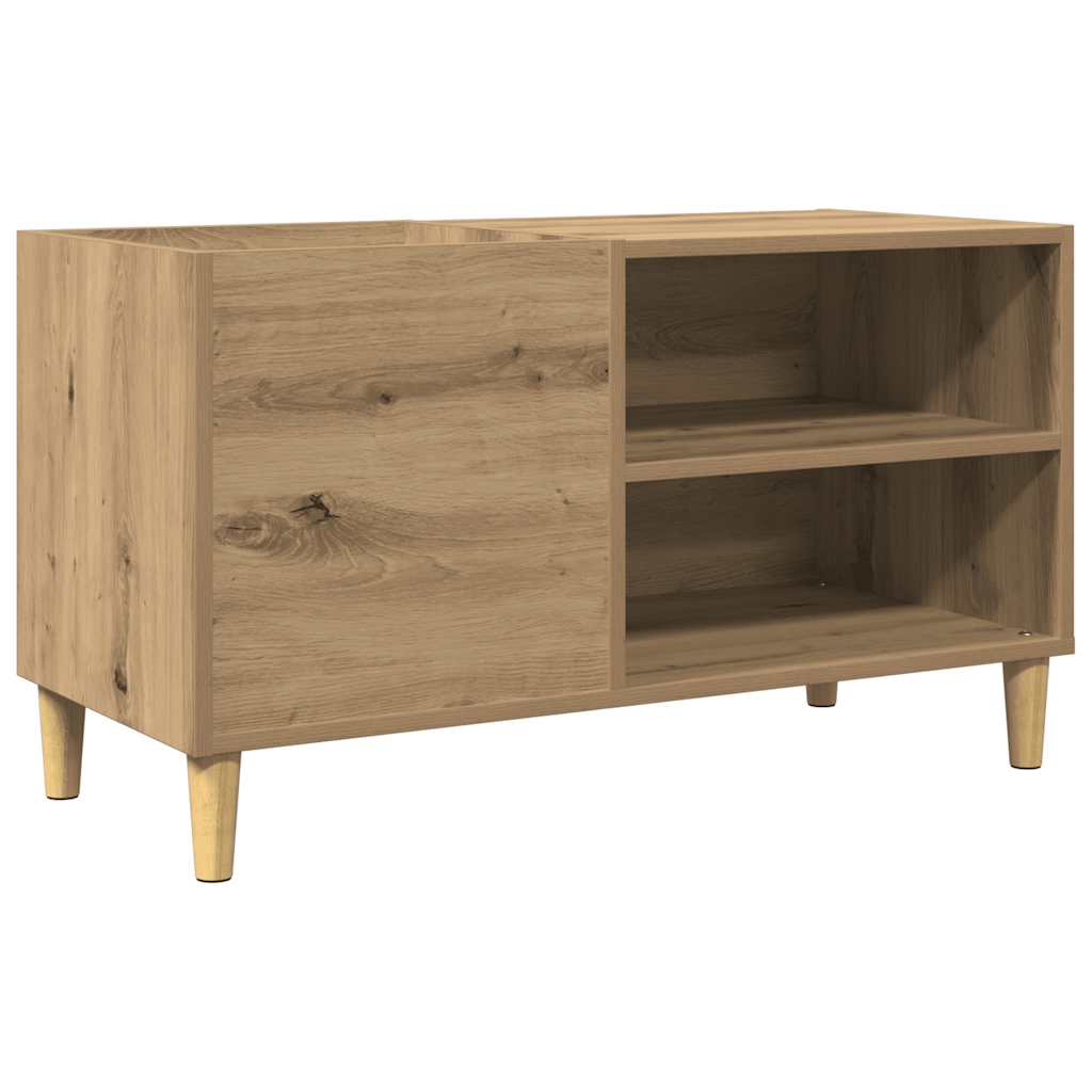 Platenkast 84,5x38x48 cm bewerkt hout artisanaal eikenkleur