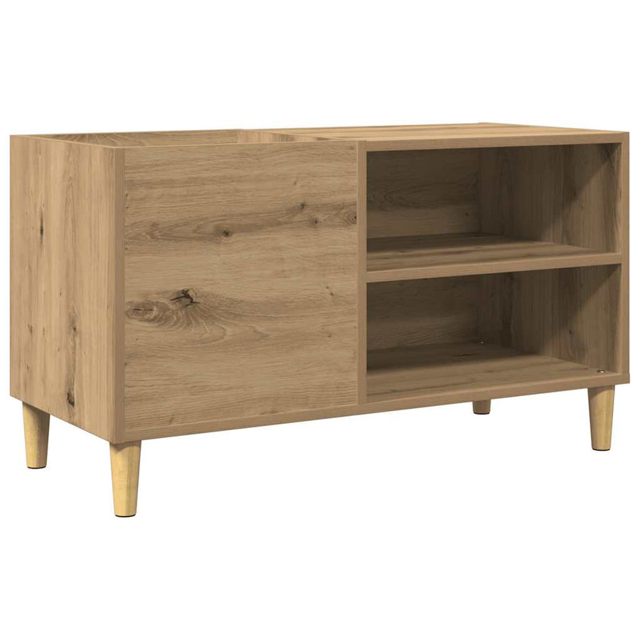 Platenkast 84,5x38x48 cm bewerkt hout artisanaal eikenkleur