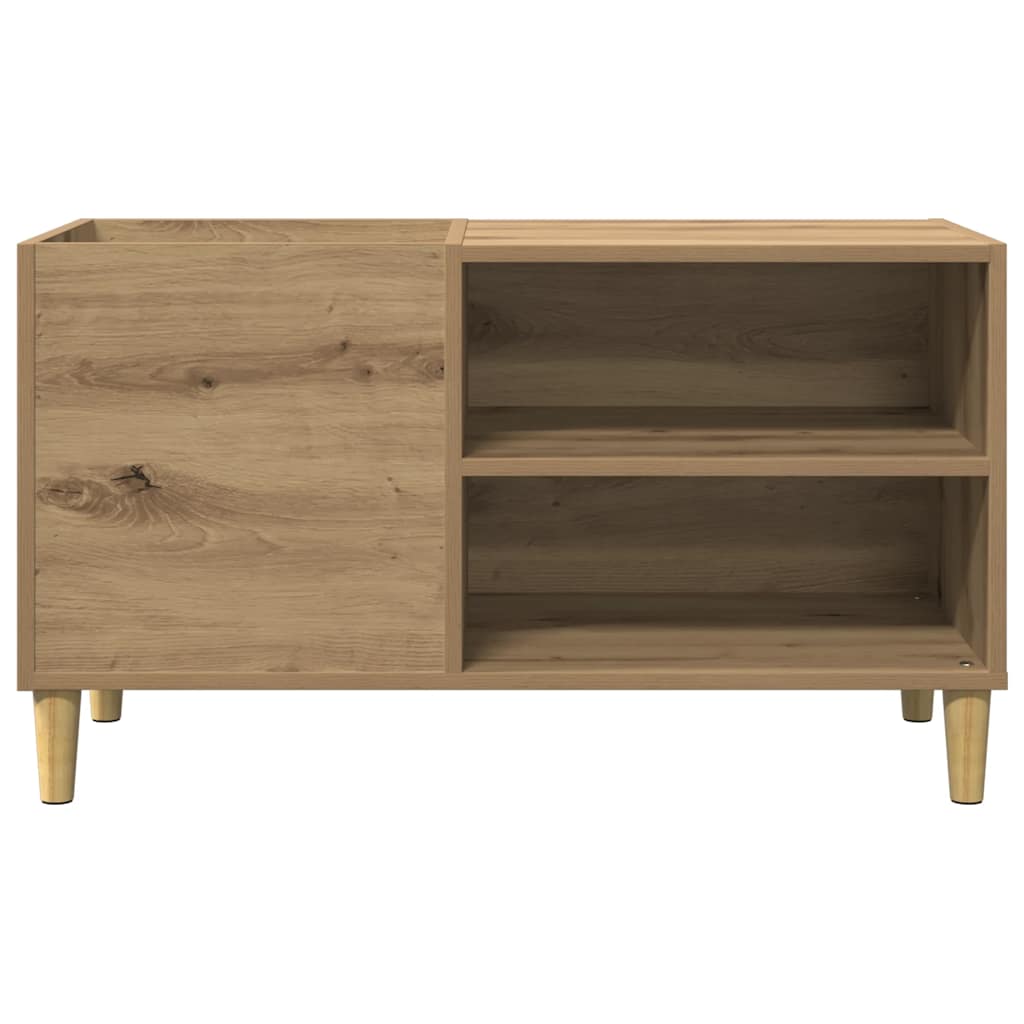 Platenkast 84,5x38x48 cm bewerkt hout artisanaal eikenkleur
