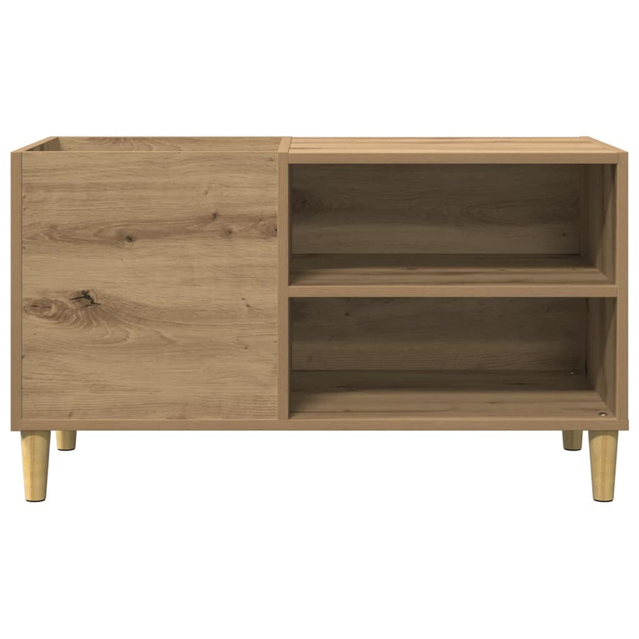 Platenkast 84,5x38x48 cm bewerkt hout artisanaal eikenkleur