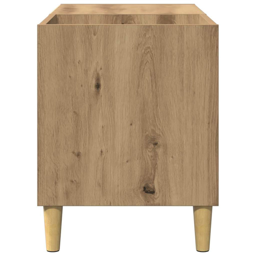 Platenkast 84,5x38x48 cm bewerkt hout artisanaal eikenkleur