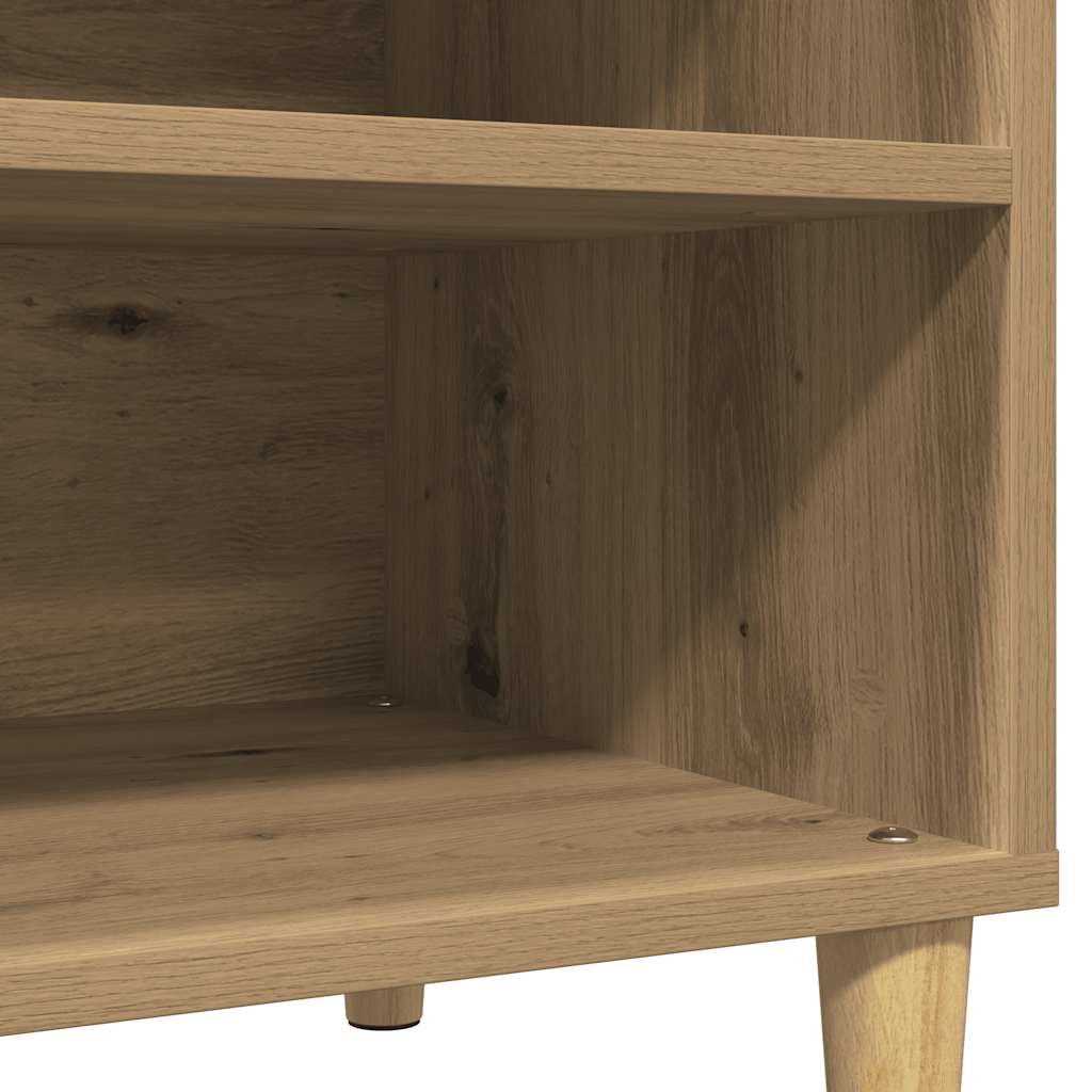 Platenkast 84,5x38x48 cm bewerkt hout artisanaal eikenkleur