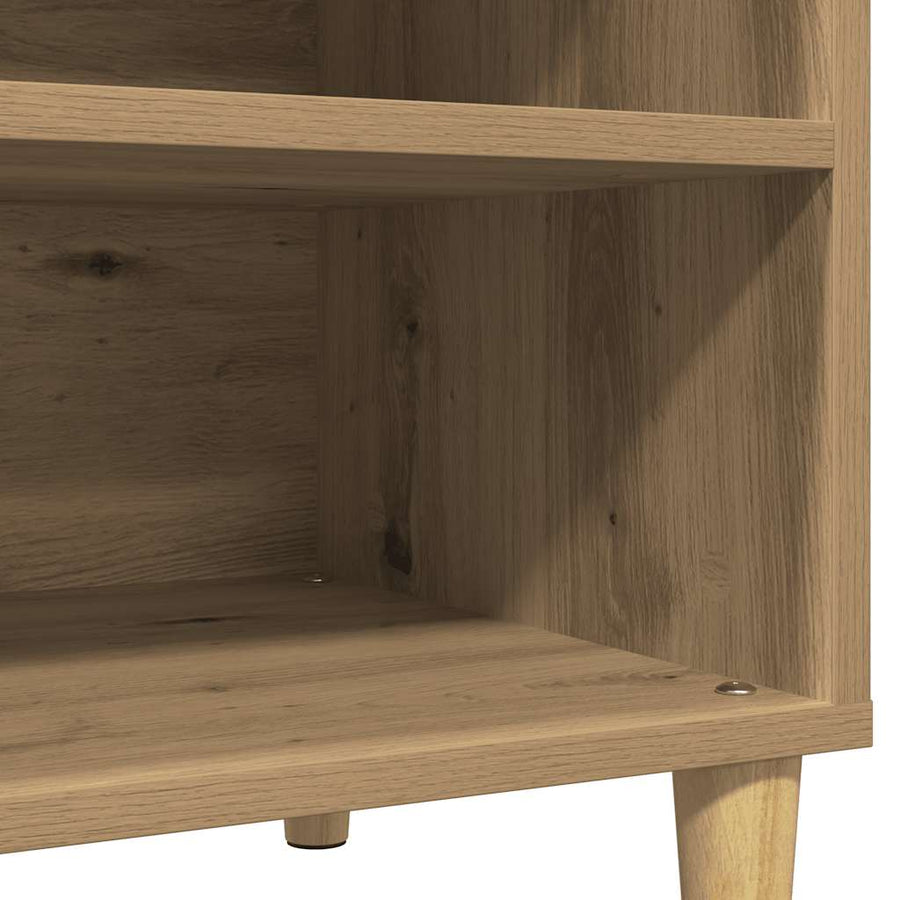 Platenkast 84,5x38x48 cm bewerkt hout artisanaal eikenkleur