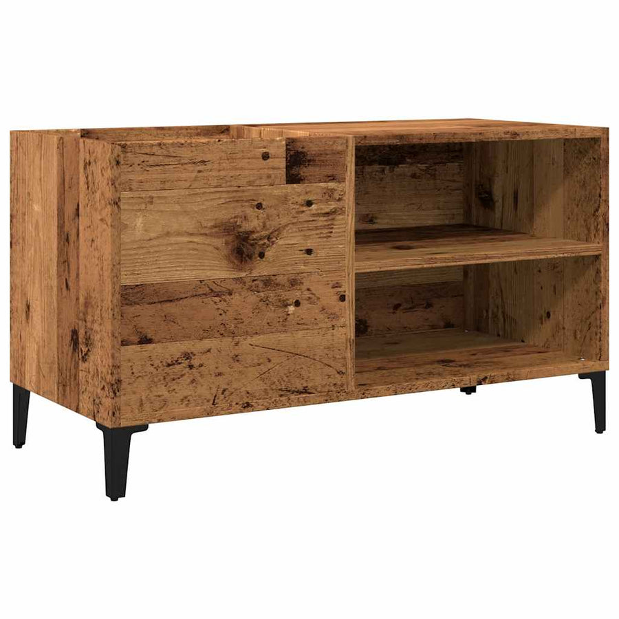 Platenkast 84,5x38x48 cm bewerkt hout oud houtkleurig