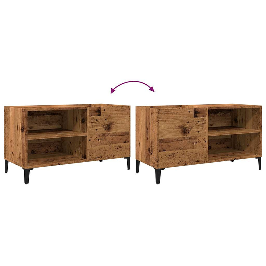 Platenkast 84,5x38x48 cm bewerkt hout oud houtkleurig