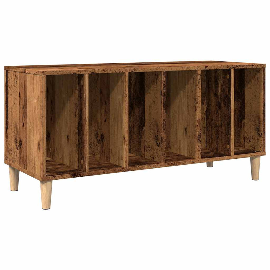 Platenkast 100x38x48 cm bewerkt hout oud houtkleurig