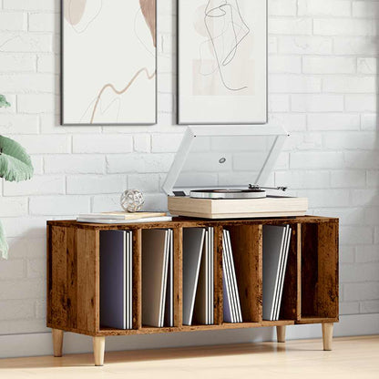 Platenkast 100x38x48 cm bewerkt hout oud houtkleurig