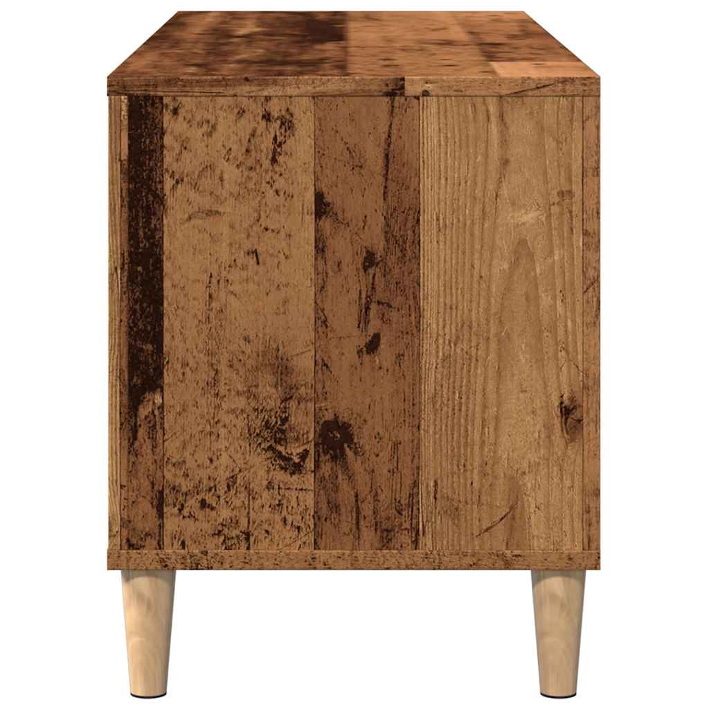 Platenkast 100x38x48 cm bewerkt hout oud houtkleurig