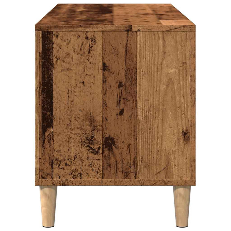Platenkast 100x38x48 cm bewerkt hout oud houtkleurig