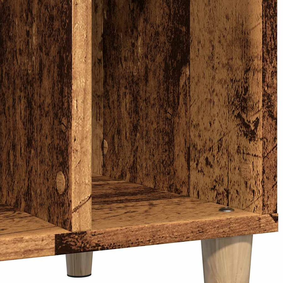 Platenkast 100x38x48 cm bewerkt hout oud houtkleurig