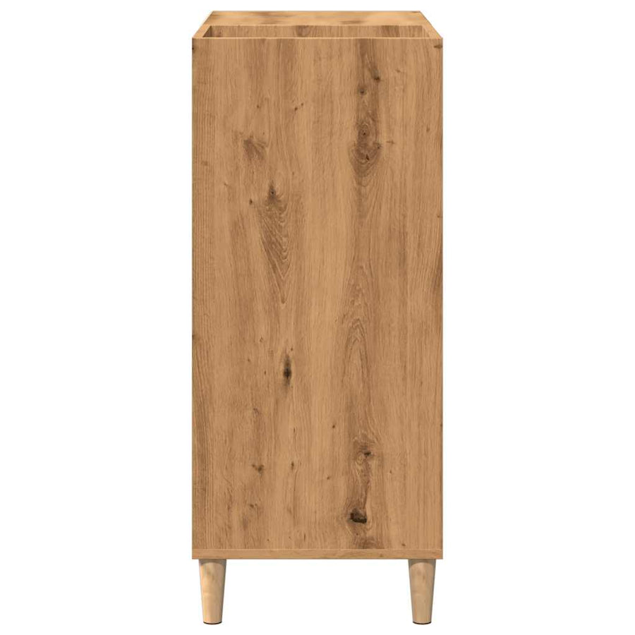 Platenkast 84,5x38x89 cm bewerkt hout artisanaal eikenkleur