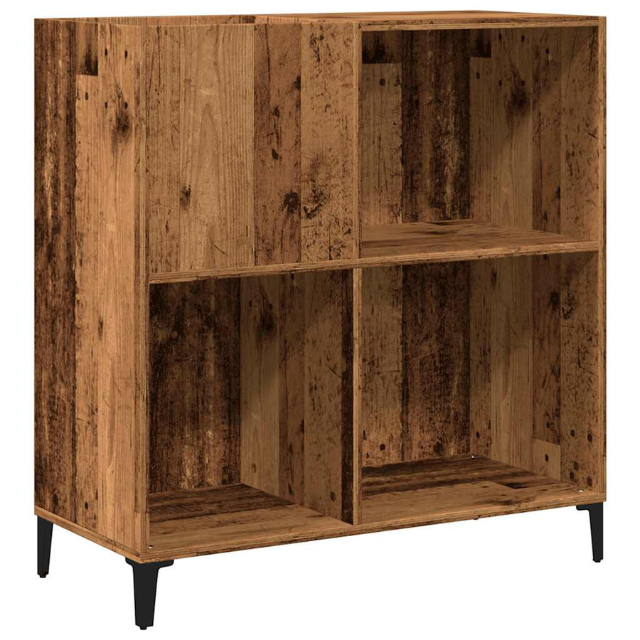 Platenkast 84,5x38x89 cm bewerkt hout oud houtkleurig