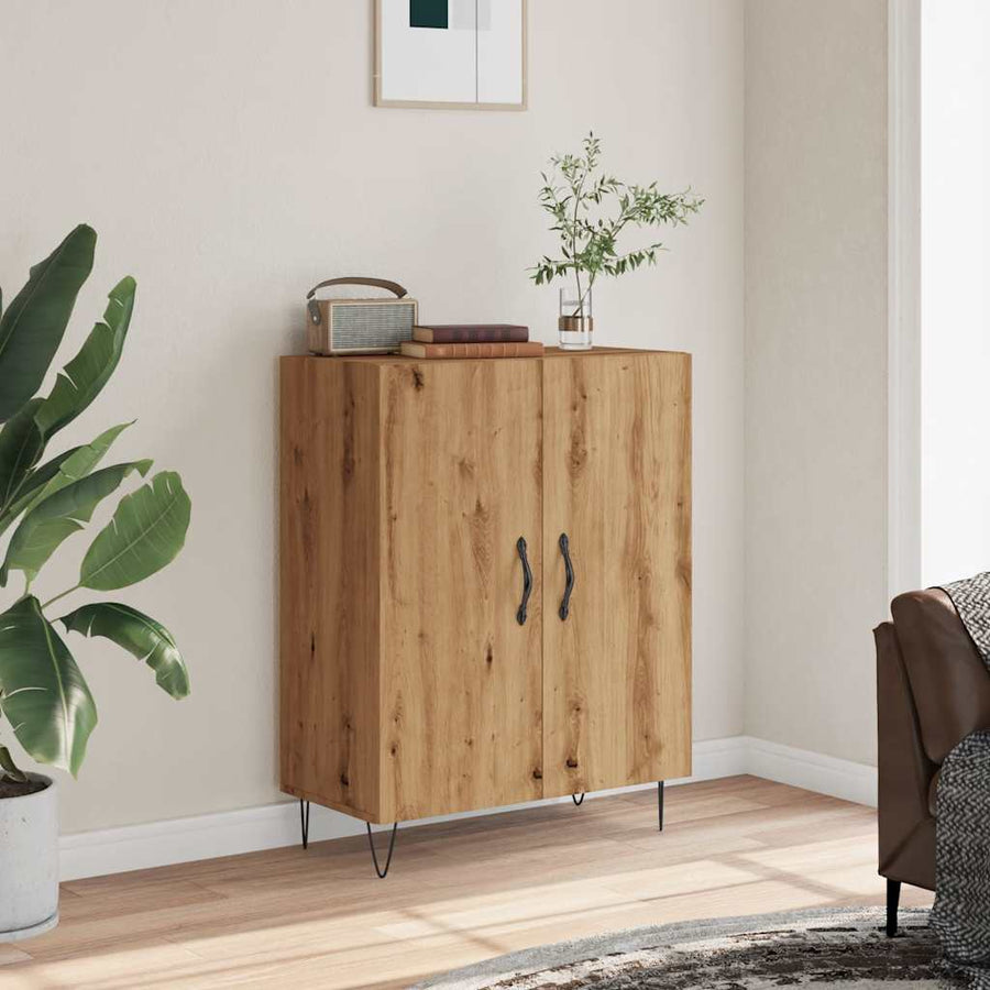Dressoir 69,5x34x90 cm bewerkt hout artisanaal eikenkleur