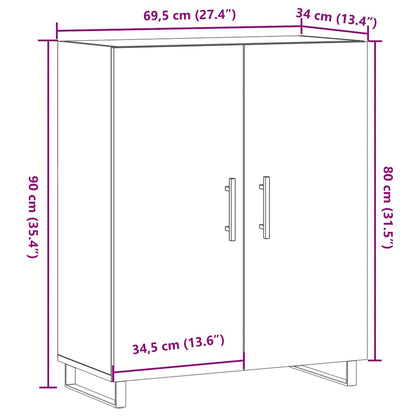 Dressoir 69,5x34x90 cm bewerkt hout artisanaal eikenkleur