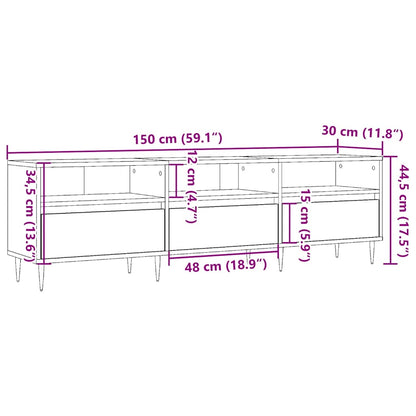 Tv-meubel 150x30x44,5 cm bewerkt hout oud houtkleurig