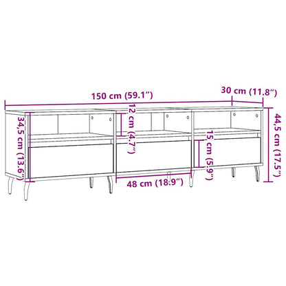 Tv-meubel 150x30x44,5 cm bewerkt hout artisanaal eikenkleur