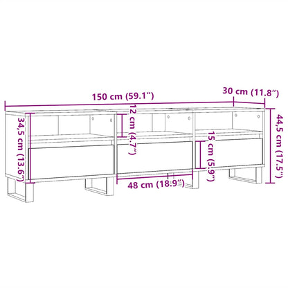 Tv-meubel 150x30x44,5 cm bewerkt hout oud houtkleurig