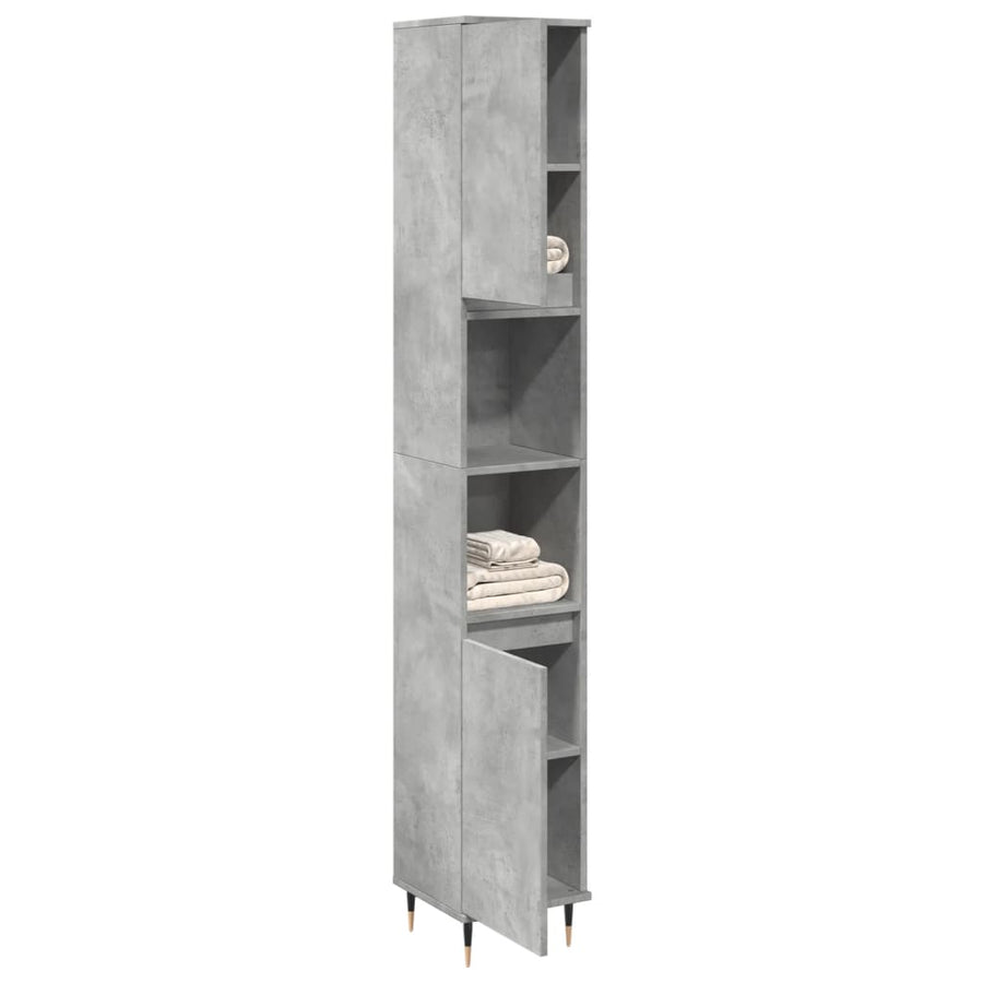 Badkamerkast 30x30x190 cm bewerkt hout betongrijs