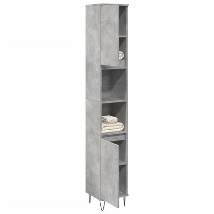 Badkamerkast 30x30x190 cm bewerkt hout betongrijs