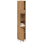 Badkamerkast 30x30x190 cm bewerkt hout eikenkleurig
