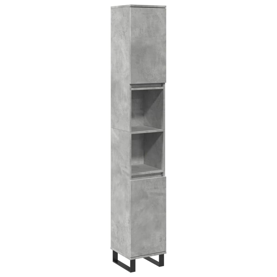 Badkamerkast 30x30x190 cm bewerkt hout betongrijs