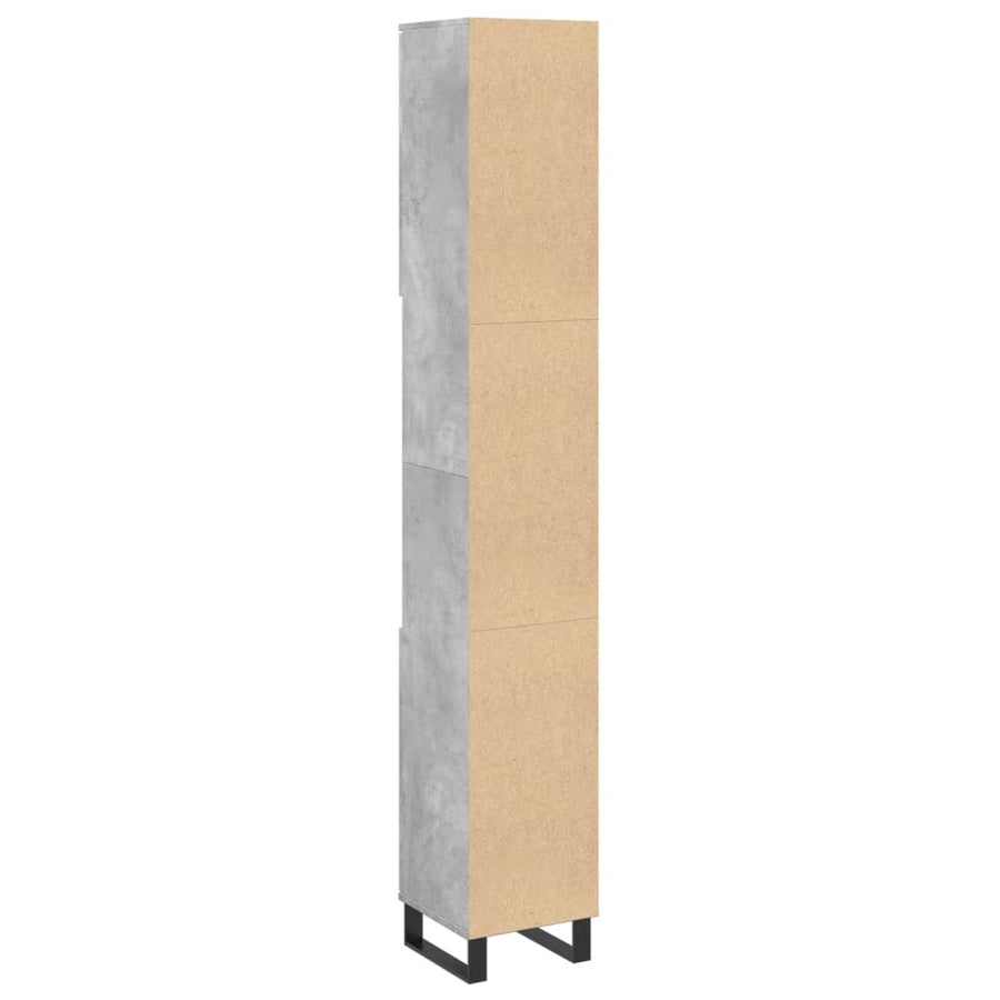 Badkamerkast 30x30x190 cm bewerkt hout betongrijs