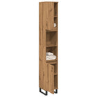 Badkamerkast 30x30x190 cm bewerkt hout eikenkleurig