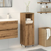 Badkamerkast 30x30x100 cm bewerkt hout eikenkleurig